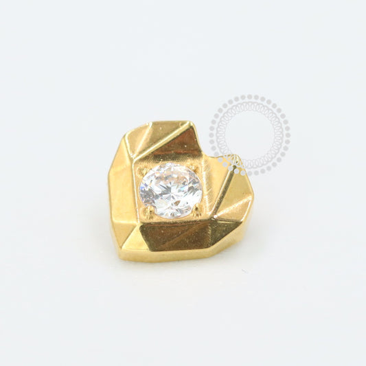 TN1045 Geometric Heart Top Titanium Pvd Gold 