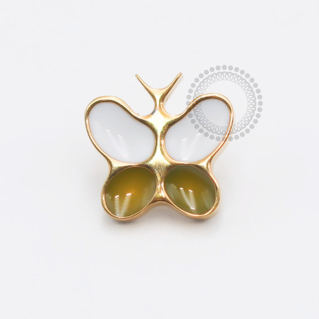TN1811 Topo Borboleta em Resina Titânio PVD Gold ASTM F-136
