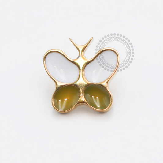 TN1811 Topo Borboleta em Resina Titânio PVD Gold ASTM F-136