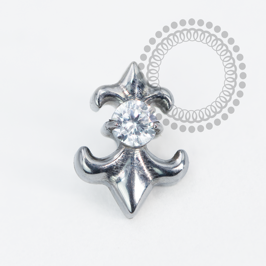 TN2012 Topo Flor De Lis CZ Titânio ASTM F136