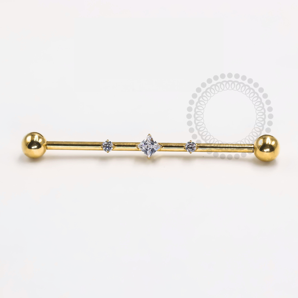 TN1216 Transversal 3 Ziconias Titânio PVD Gold