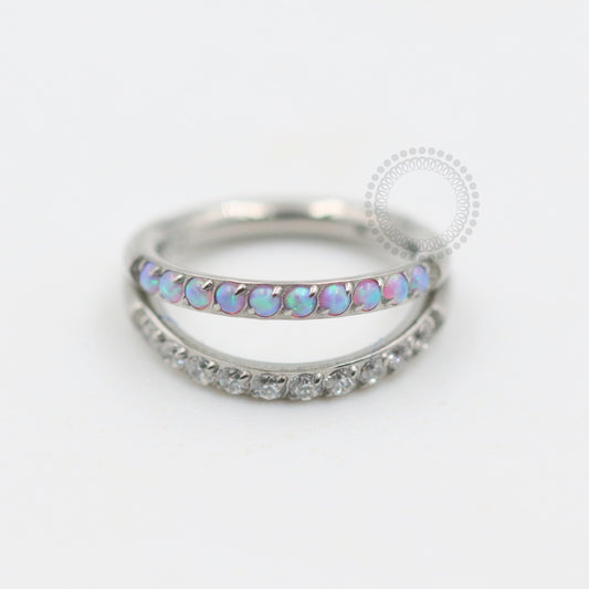 TN448 Segmento Duplo CZ-Opala Sintética Titânio ASTM F136