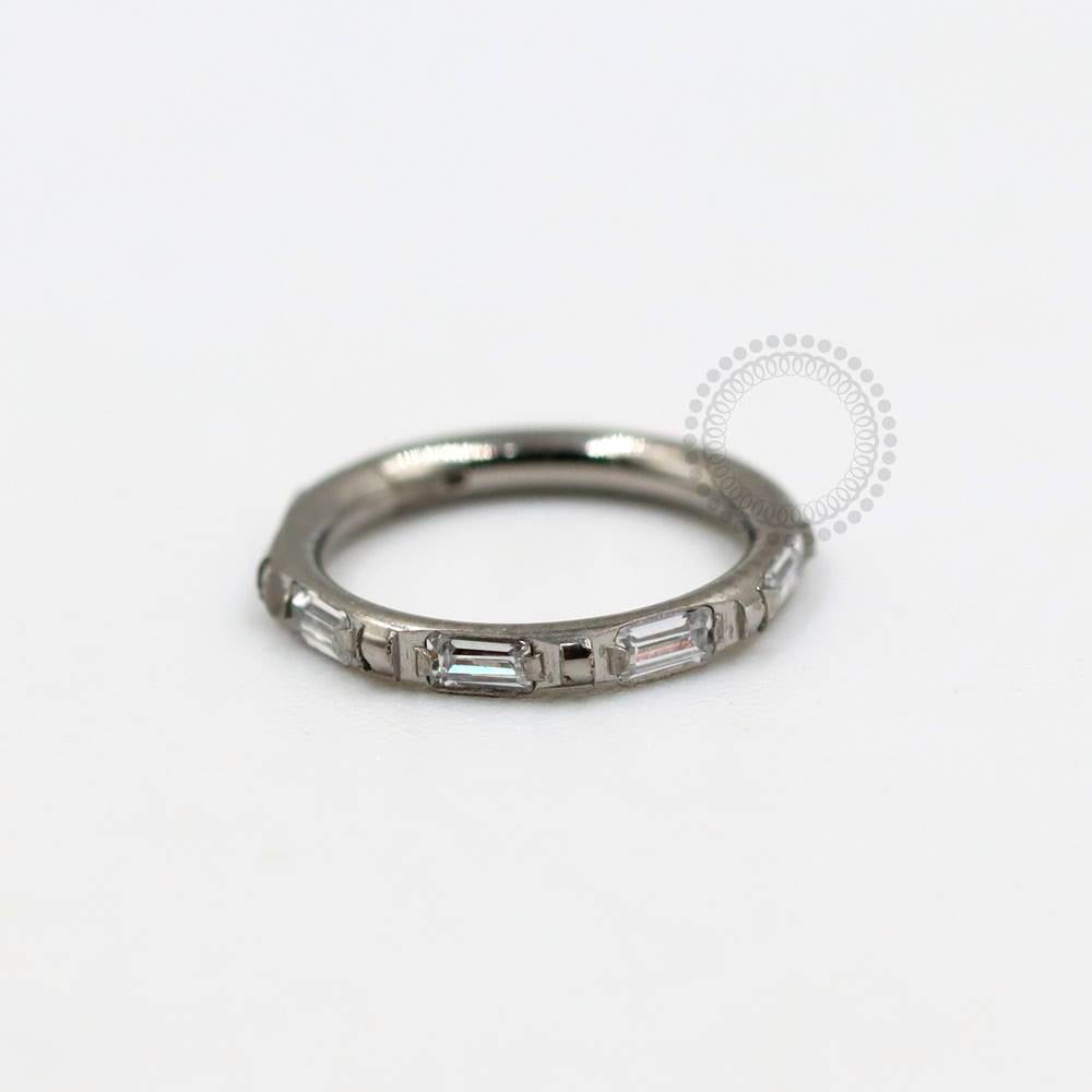 TN218 Segmento CZ Baguette Titânio ASTM F136