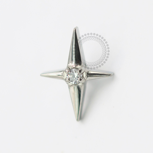 TN1842 Topo Estrela 4 Pontas CZ Titânio ASTM F-136