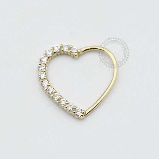 OR23 Coração Daith Cravejado Ouro 18K