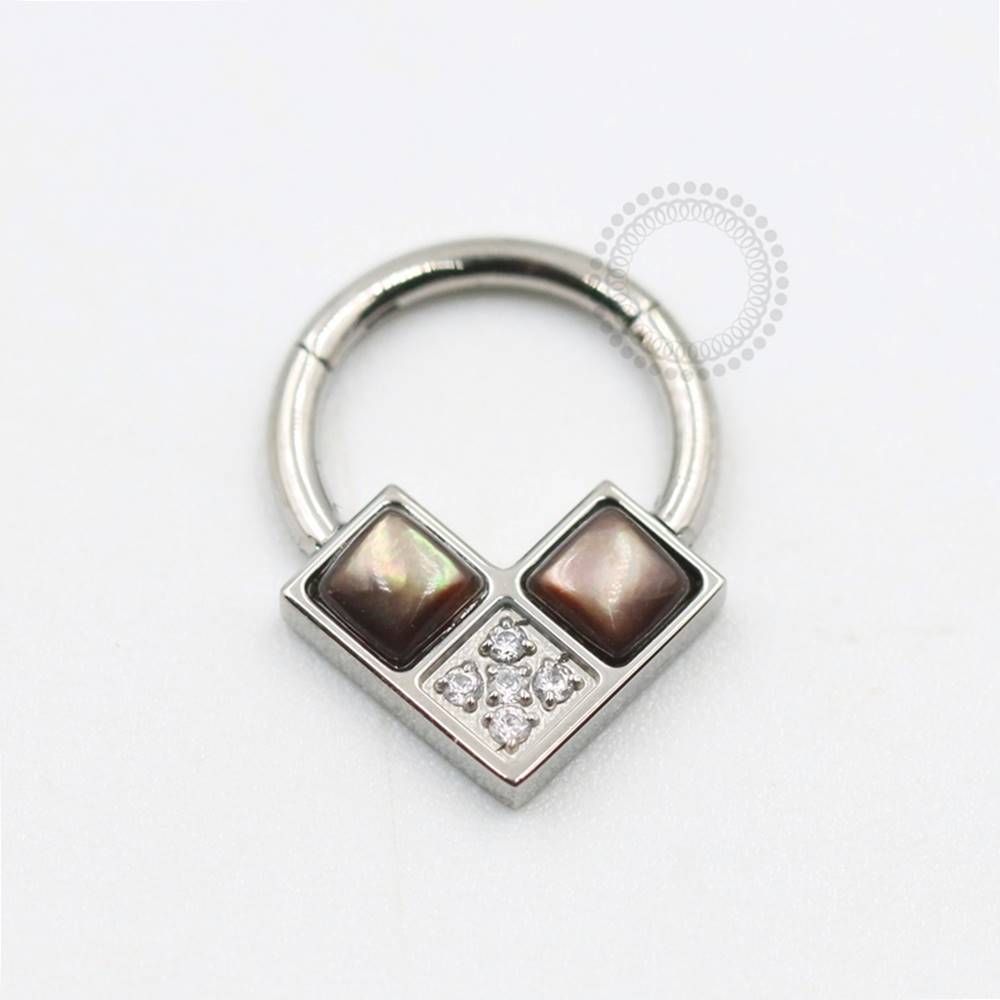 TN511 Segmento Frontal V Abalone CZ Titânio ASTM F136