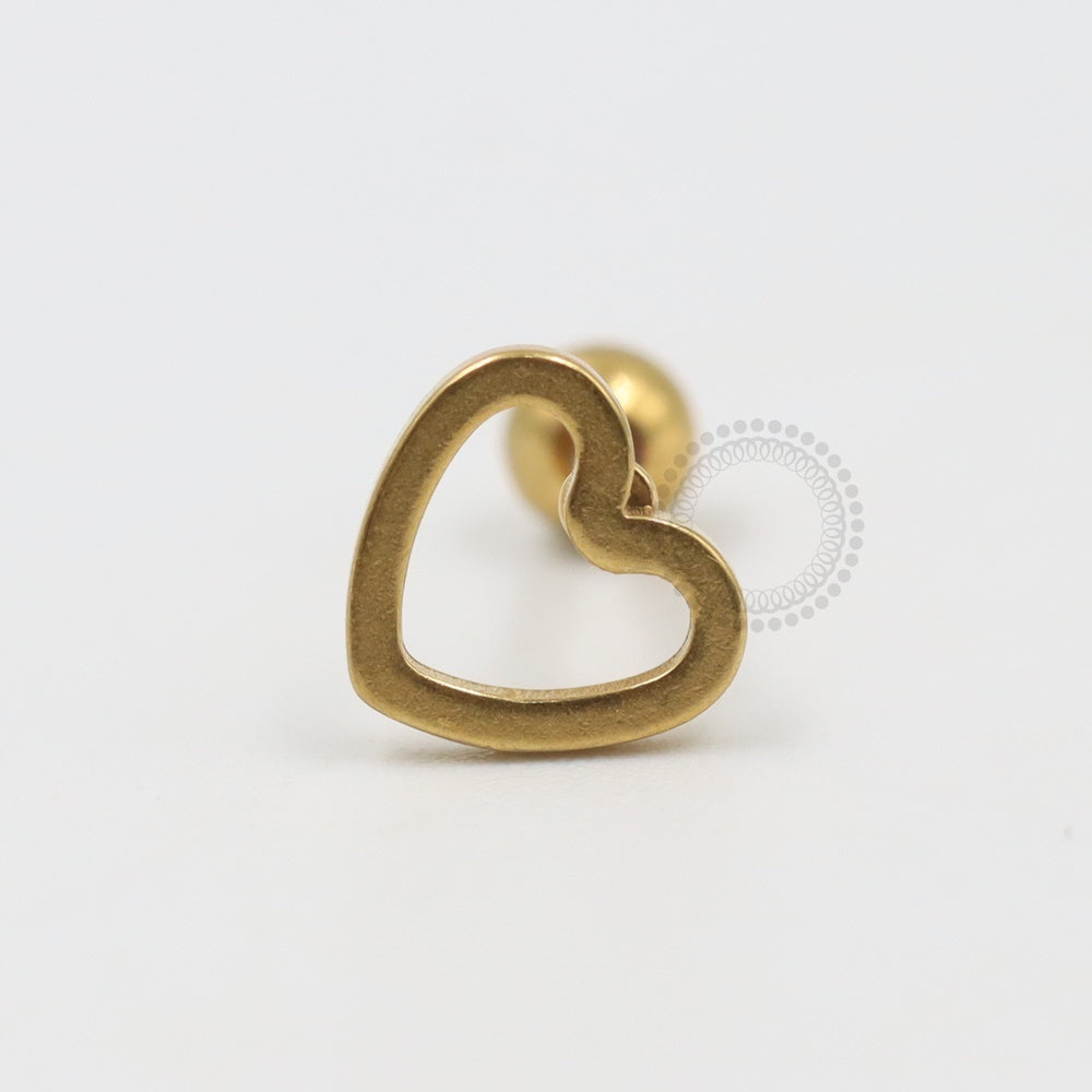 PVD37 Micro Barbell Heart Steel Pvd Gold 