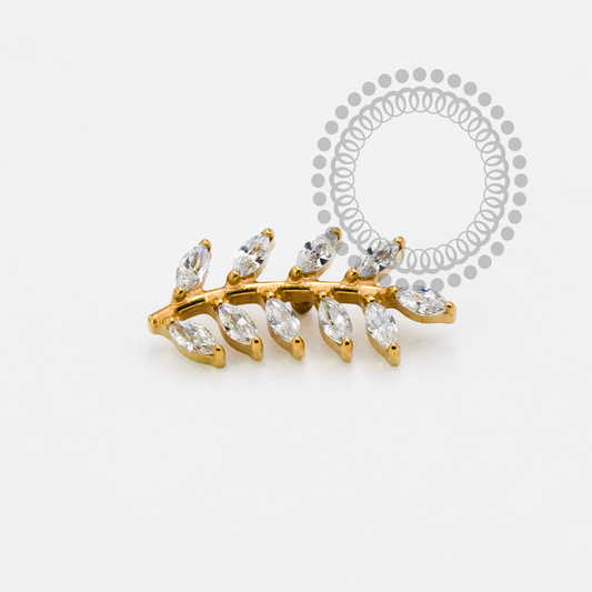 TN1954 Top Mini Branch 10 Petals Titanium PVD Gold 