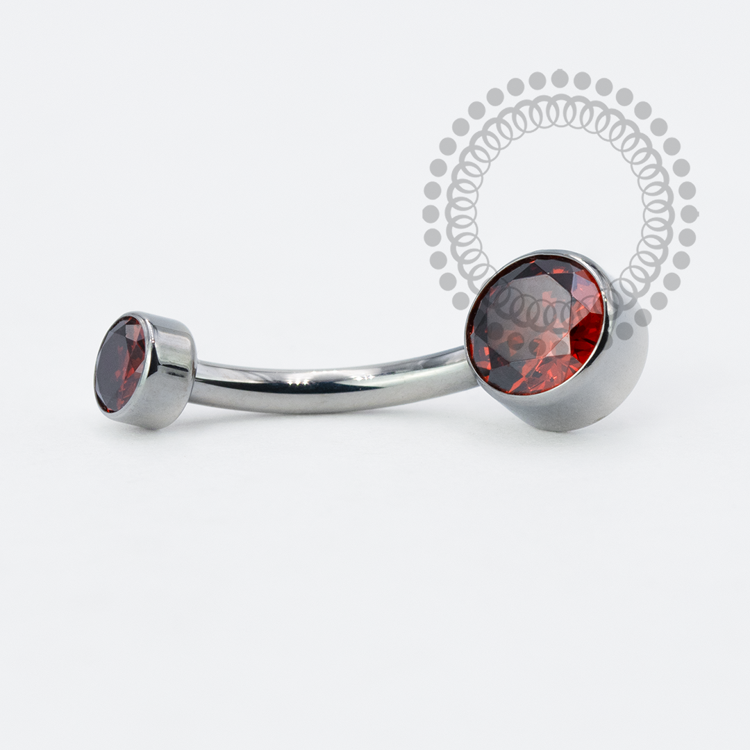 TN92 Pierre de piercing au nombril plate en zircone et titane CRISTAL/COULEURS