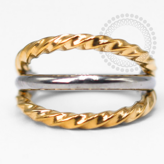 TN1405 Segmento Triplo Duo Titânio Polido e PVD Gold