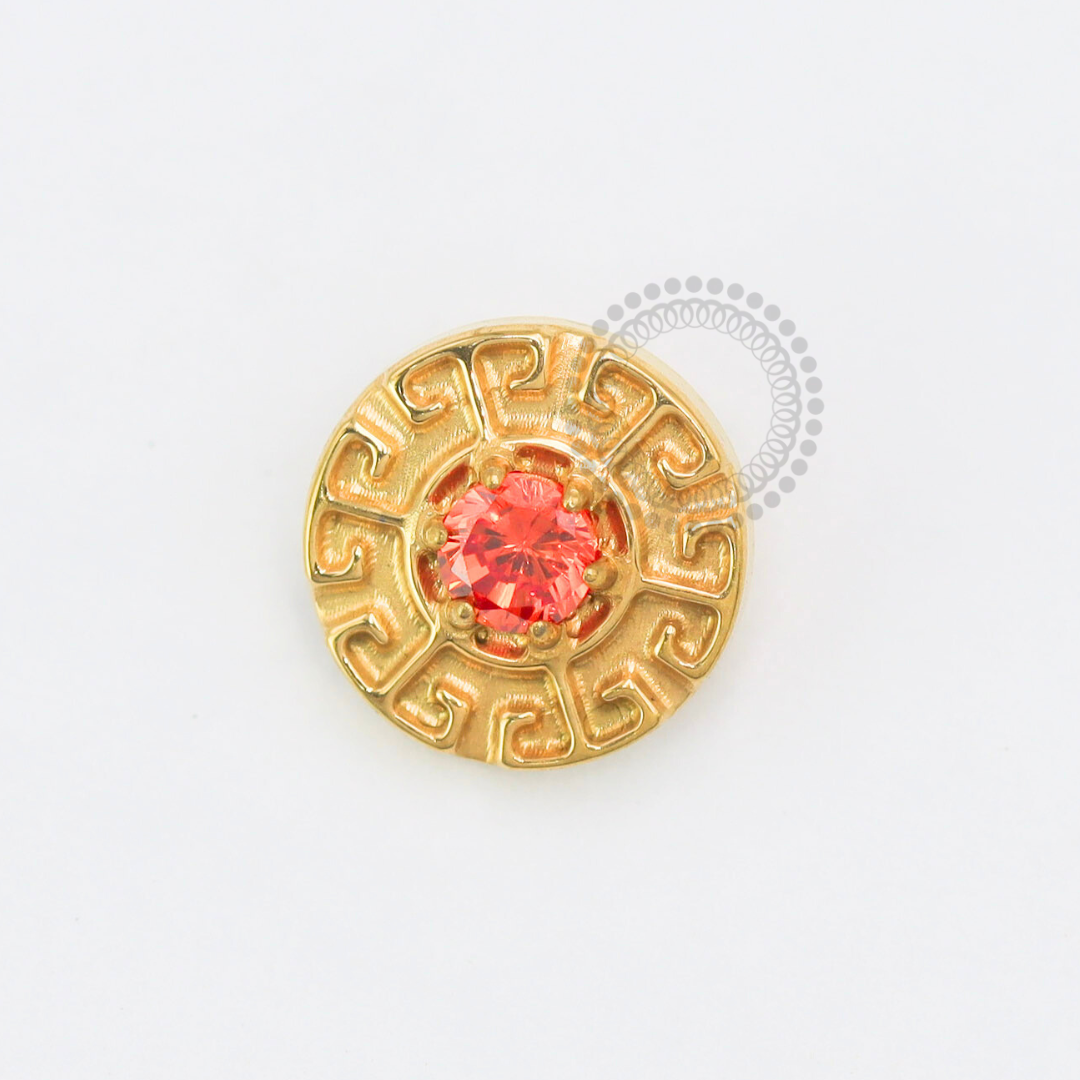 TN1794 Topo Sol Inca Zircônia Rubi Titânio PVD Gold