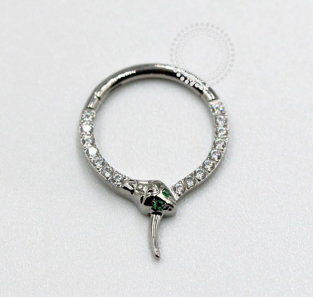 TN1097 Segmento Cravejado Cobra Frontal Titânio ASTM F136