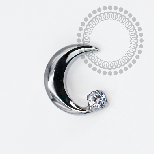 TN1993 Topo Lua Crescente CZ Titãnio ASTM F-136