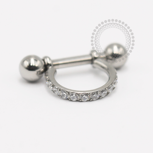 TN1875 Titanium Conch Studded Hoop Earrings ASTM F-136 