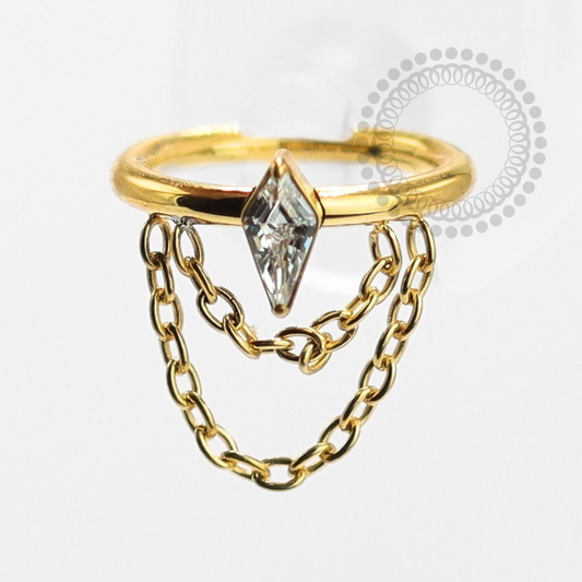 TN1490 Segmento Navete Cristal Com Corrente Titânio PVD Gold