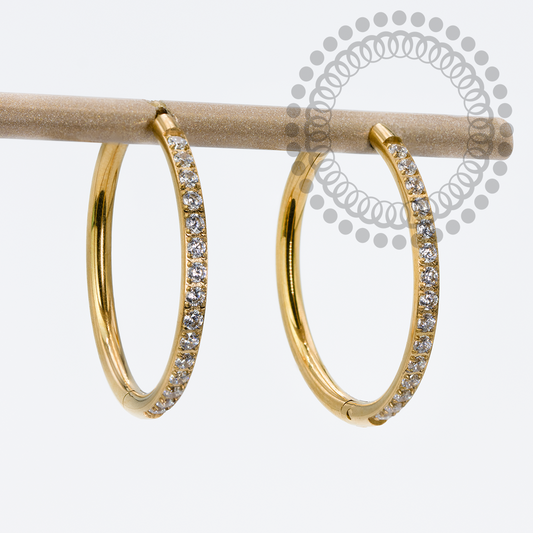 TN1908 Pair of 20mm Titanium PVD Gold Stud Earrings