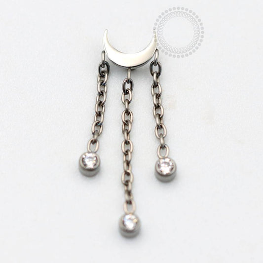 TN741 Topo Lua Três Correntes Titânio ASTM F136