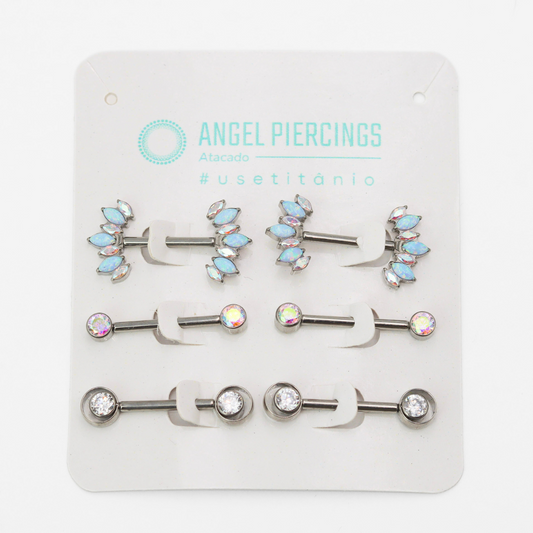 KOR05 Kit Nipple Cristal - Boreal - Azul Titânio ASTM F-136