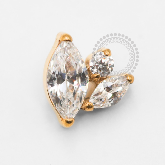 TN1889 Top 2 Petals and 1 Light Point Titanium PVD Gold 